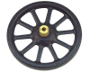 (19a) Spoked Wheel 3\" Dia, Bossed, used reas. condition. BLACK
